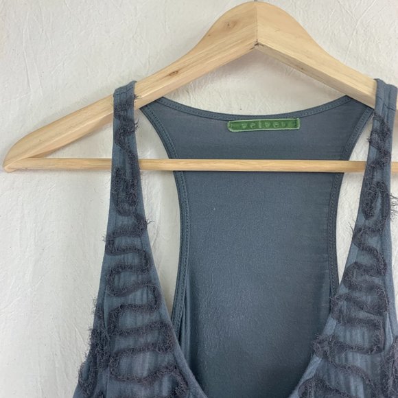 Velvet Racerback Tank with Front Detail in Grey - Picture 4 of 7